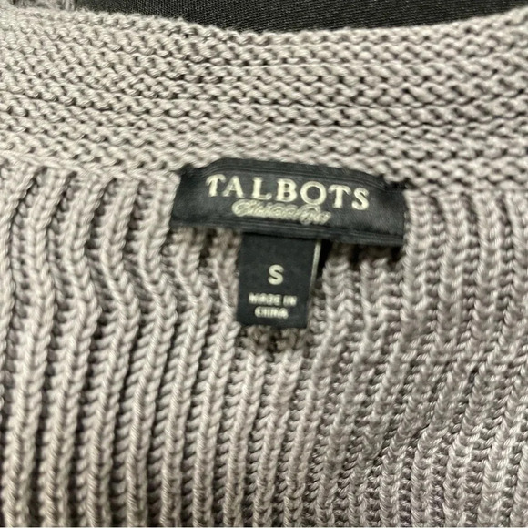 Talbots Women’s Heavy Duty Ribbed Grey Crewneck Snap Cardigan SMALL - Picture 2 of 6